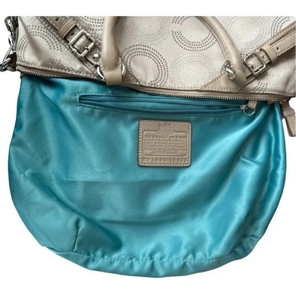 Coach Madison Vintage Dotted Op Art Sophia Satchel with Turquoise Interior - Picture 11 of 16